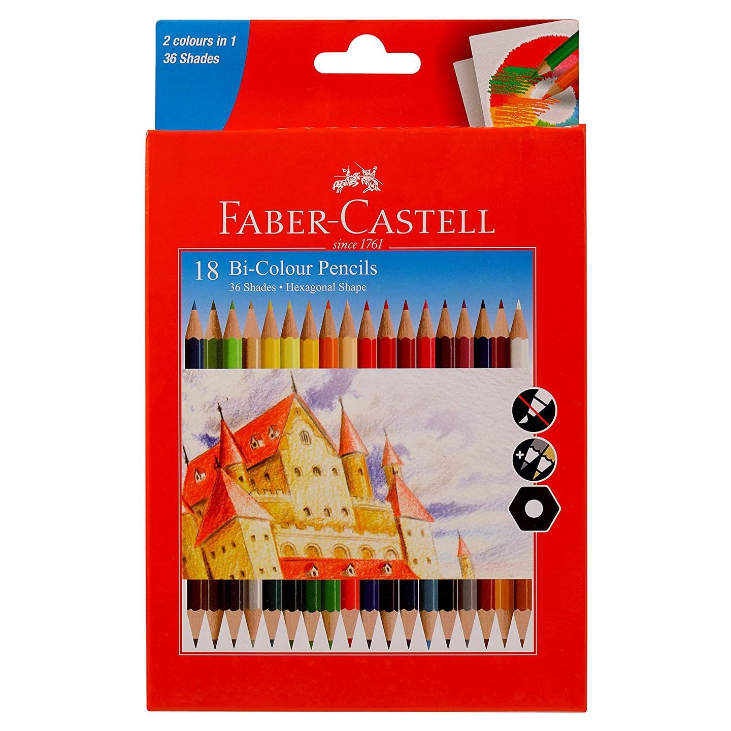 Faber-Castell Bi-Colour Pencil, Pack of 18 Assorted