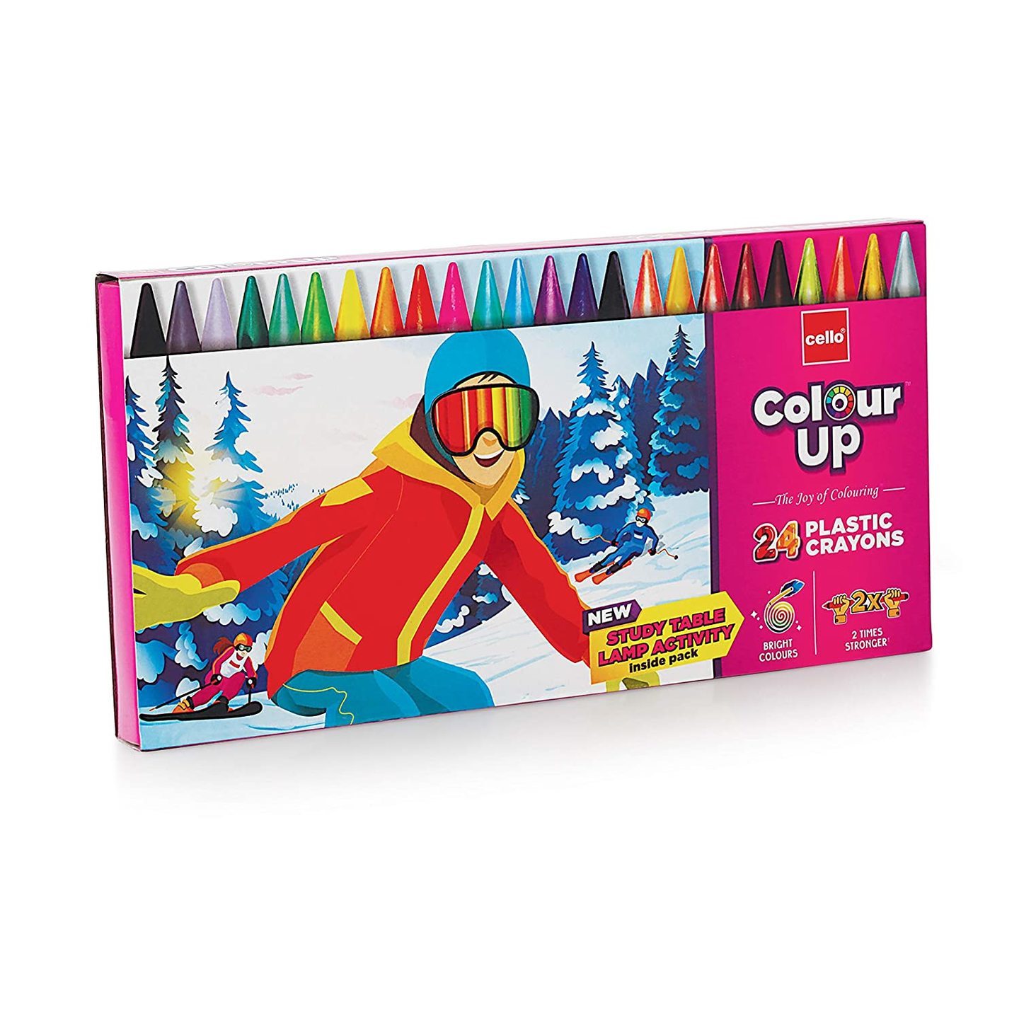 Cello ColourUp Plastic Crayons - Pack of 24 bright shades  Non-Toxic  Attractive adventure themed pack, ideal for gifting