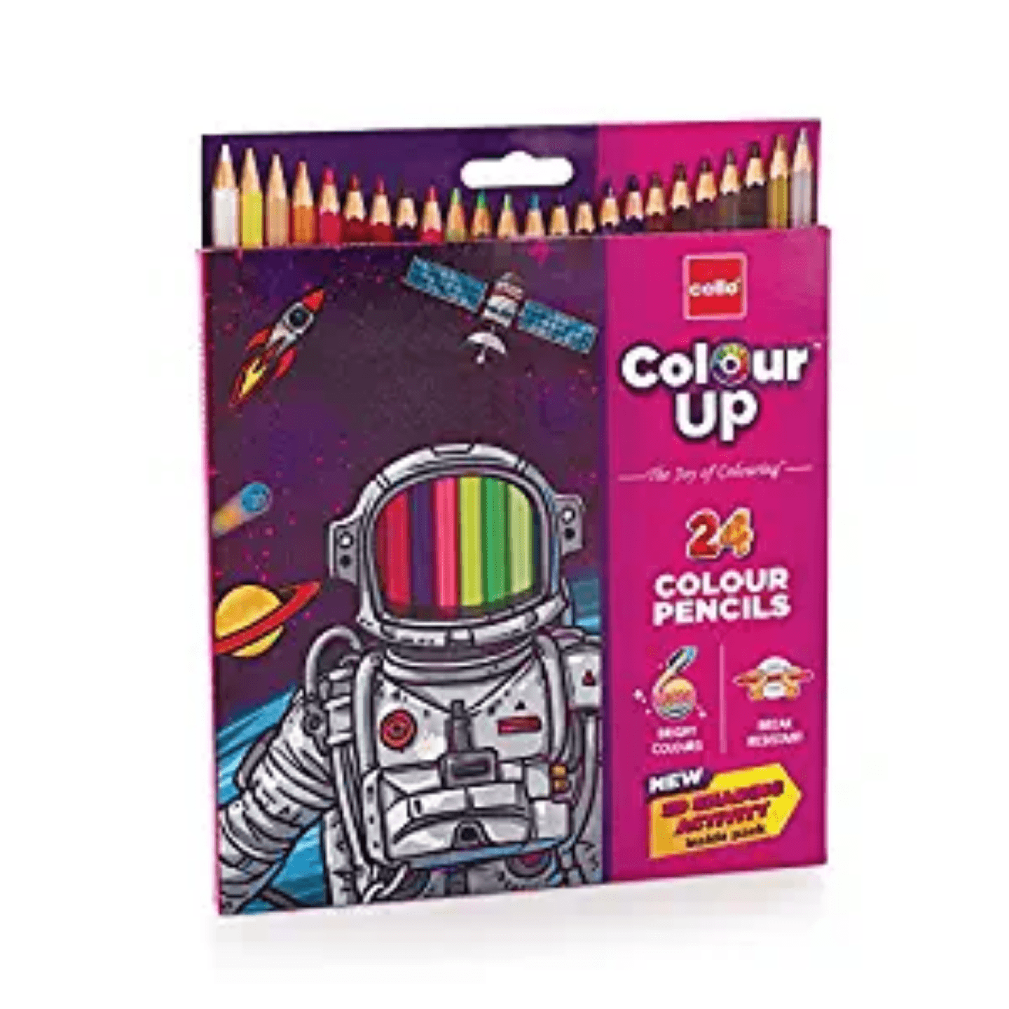 Cello ColourUp Color Pencil Set -Break resistant body for writing, drawing and colouring, Works smoothly even on rough paper - Pack of 24 +