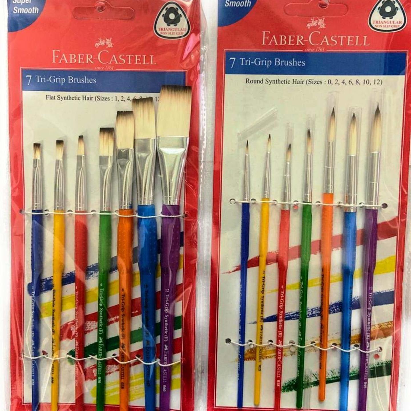 FABER CASTELL Paint Brush TRI Grip Set of 147 Flat +7 Round