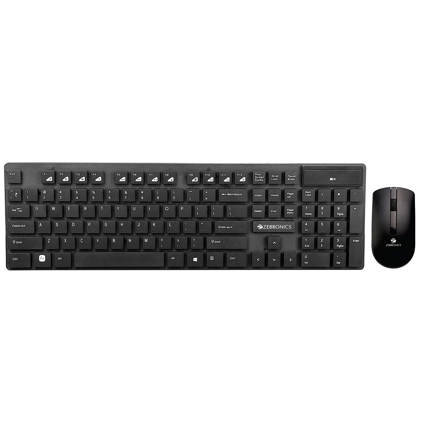 Zebronics Zeb-Companion 102 Wireless Keyboard and Mouse Combo, 104 KeysRupee Key, 1200 DPI Optical Sensor Mice, USB Nano Receiver