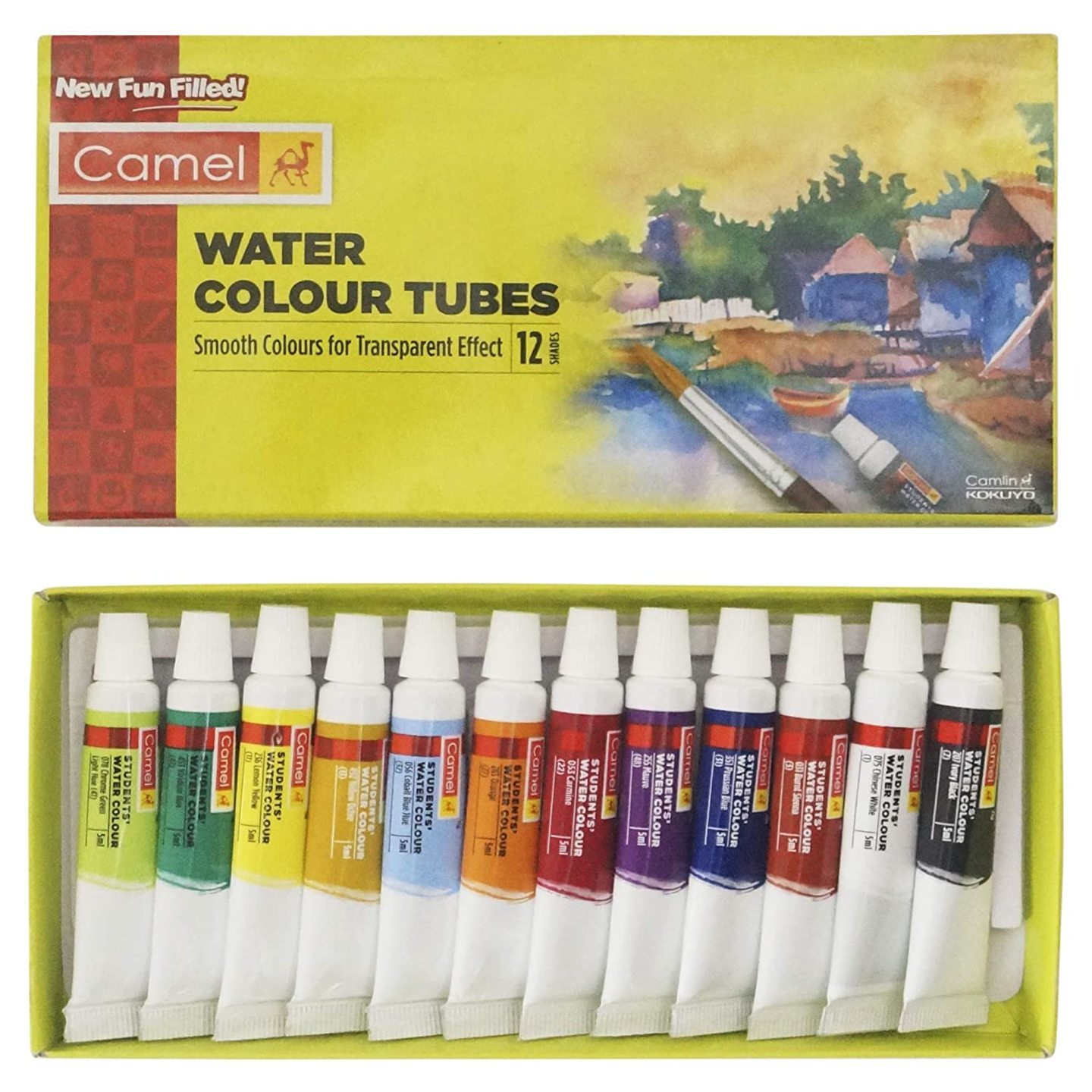 Camel Camlin Kokuyo Student Water Color Tube - 5ml Each, 12 Shades