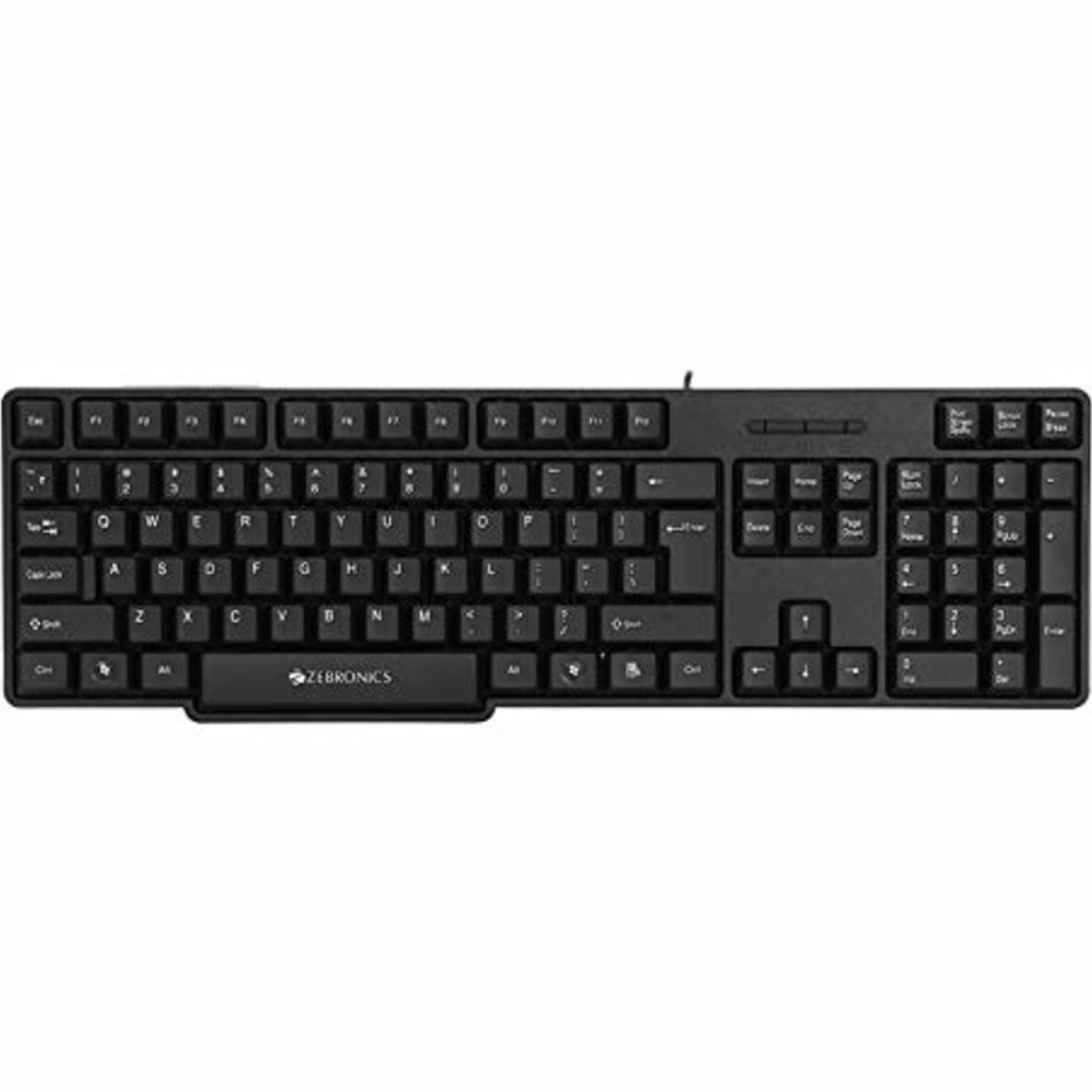 Zebronics USB Keyboard with Rupee Key, USB Interface and Retractable Stand - K20