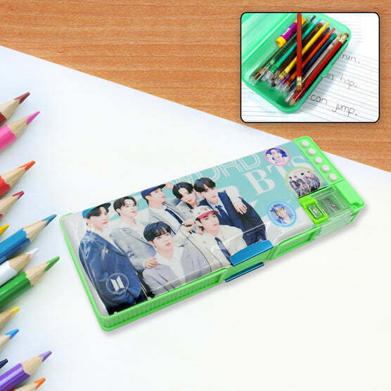 MULTIPURPOSE COMPASS BOX, PENCIL BOX WITH 2 COMPARTMENTS FOR SCHOOL, CARTOON PRINTED PENCIL CASE FOR KIDS, BIRTHDAY GIFT FOR GIRLS & BOYS, CARTOON PRINTED PENCIL CASE FOR KIDS.