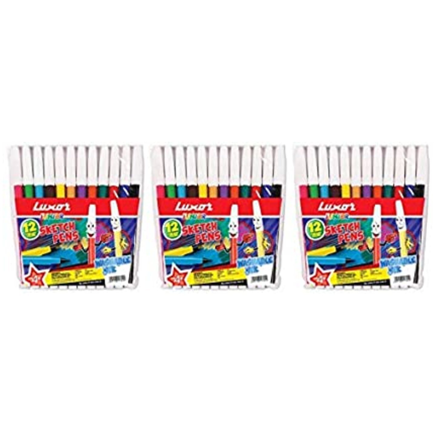 Luxor Sketch Pen  12 differenet Colour  Set of 3