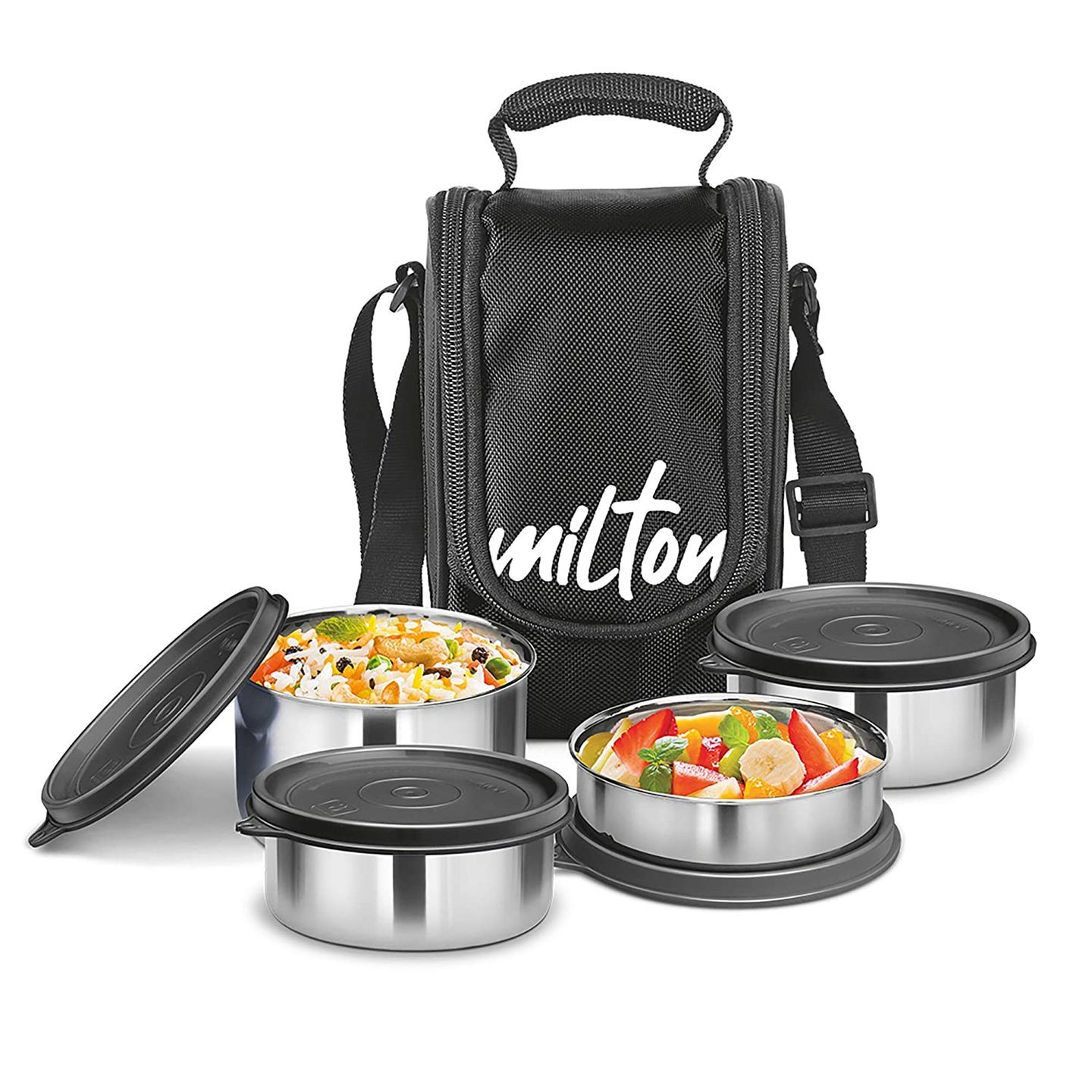 Milton Tasty 4 Stainless Steel Combo Lunch Box with Bottle, Blue