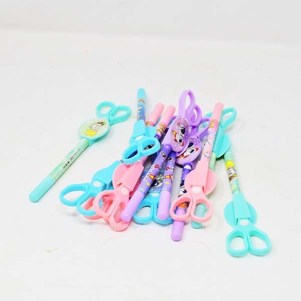  12PC in Pack) Scissor Blue Gel Pen | Scissor Design In Assorted Colours | 0296