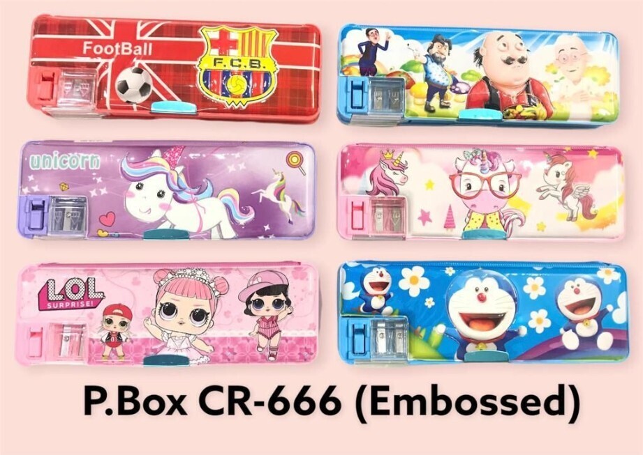 No. 666 Double Side Embossed Charactor Pencil Box