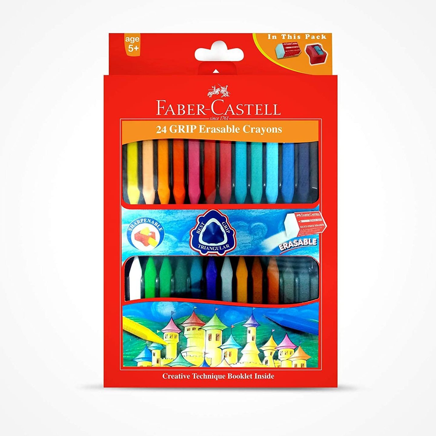 Faber-Castell Grip Erasable Crayon Set - Pack of 24 Assorted