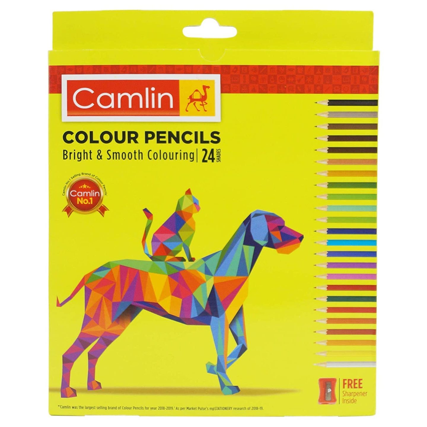 Camlin Kokuyo 4192567 24-Shade Full Size Colour Pencil Set Assorted