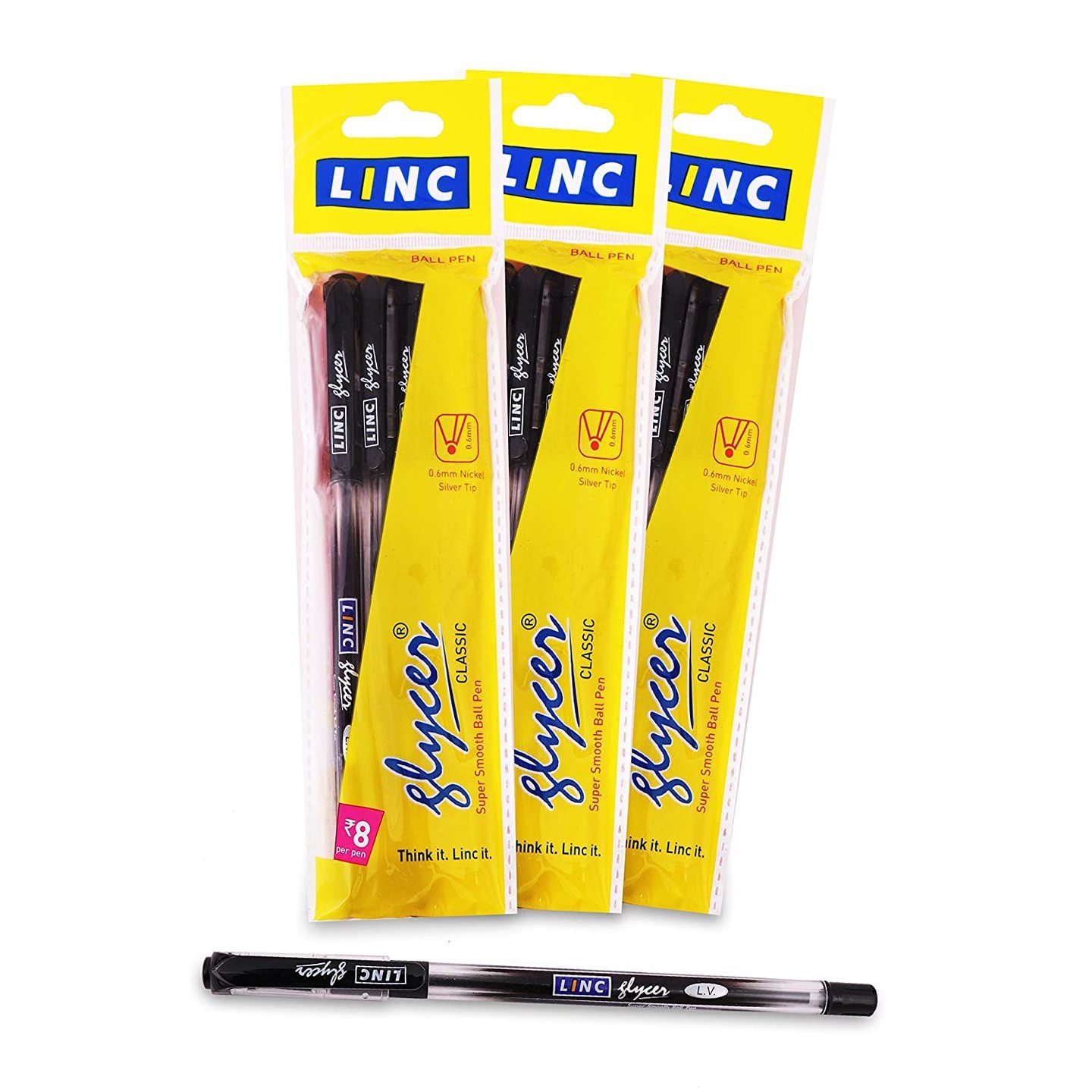 Linc Glycer 0.7 mm Ball Pen, Black, 15 pcs