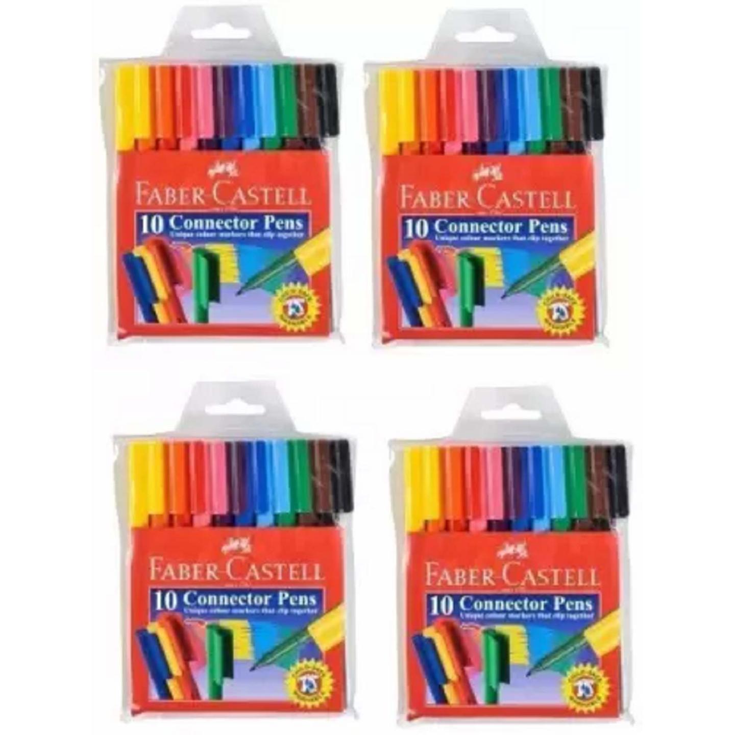 Faber-Castell Connector Pens Fine Nib Sketch Pens Set of 4, Multicolor