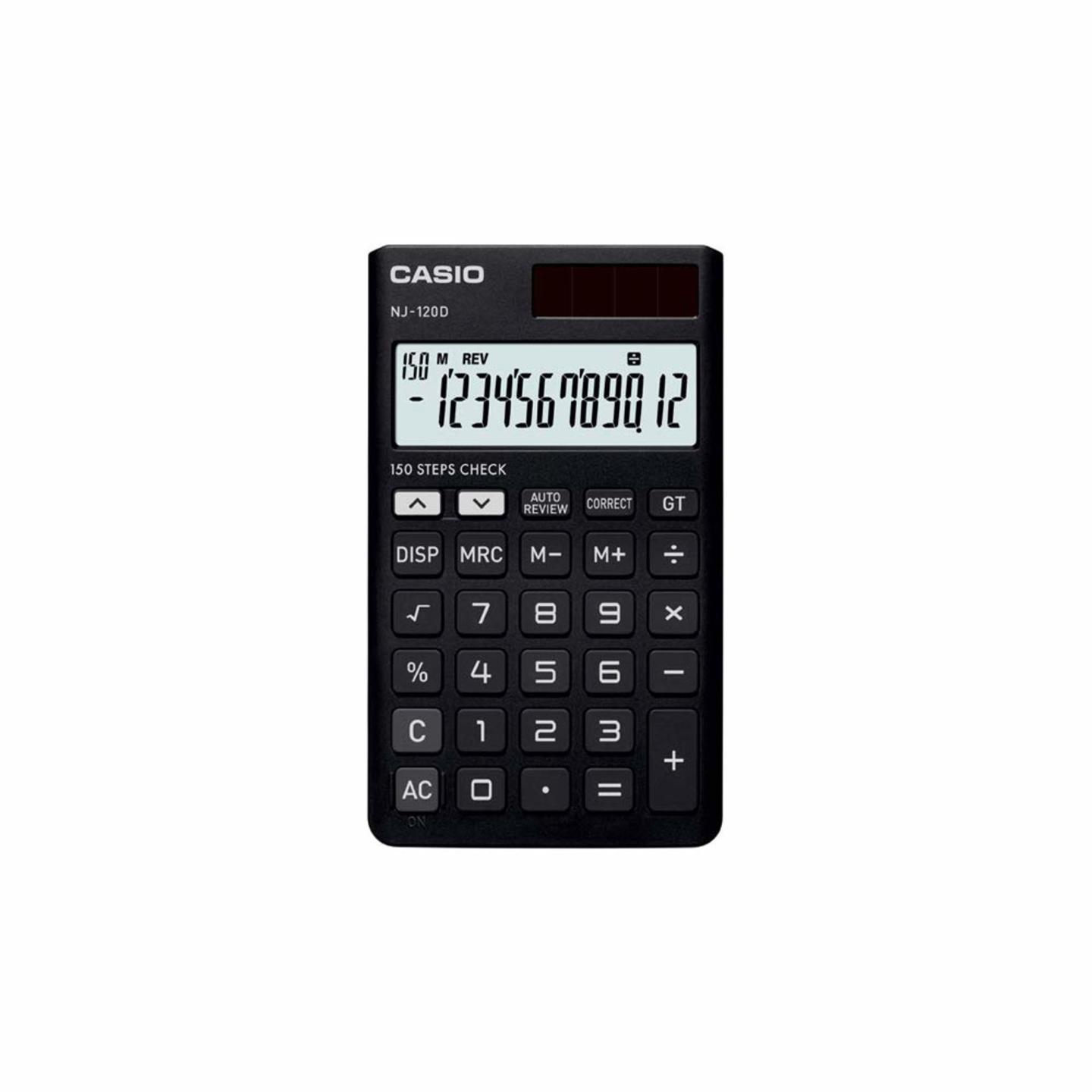 Casio NJ-120D-BK 150 Steps Check & Correct Portable Colourful Calculator Black