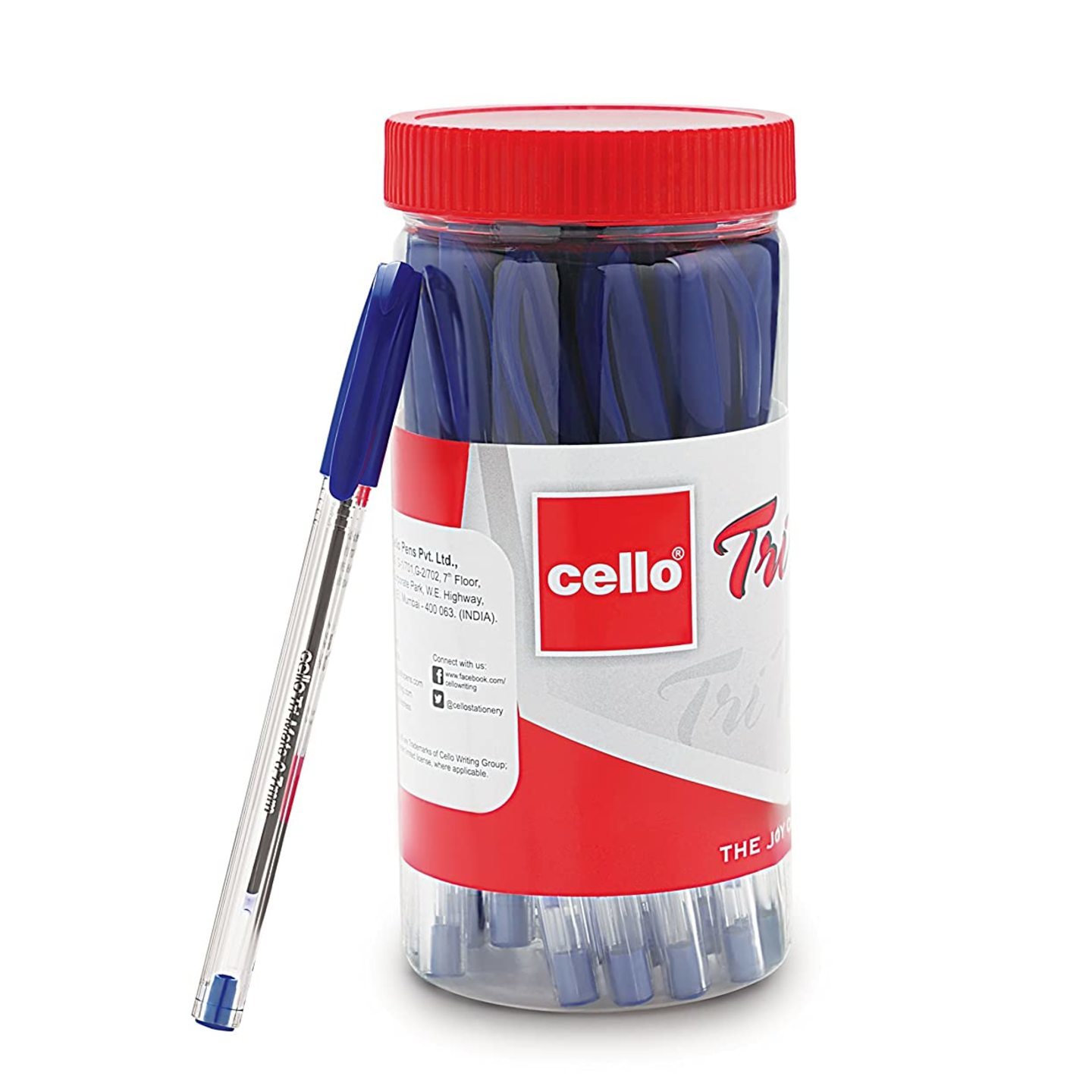 Cello Trimate Ball Pen Jar Pack of 25 Pens - Blue  Ball pen set with comfortable writing experience  School & Office Stationery