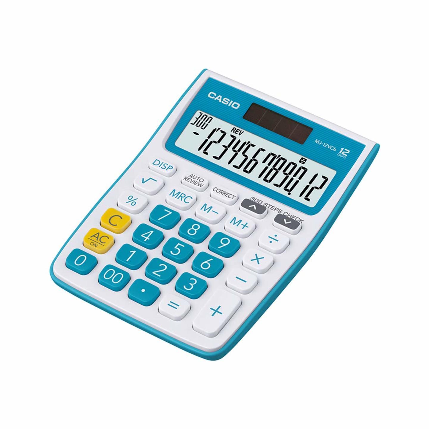 Casio MJ-12VCb-BU 300 Steps Check & Correct Colourful Desktop Calculator Blue