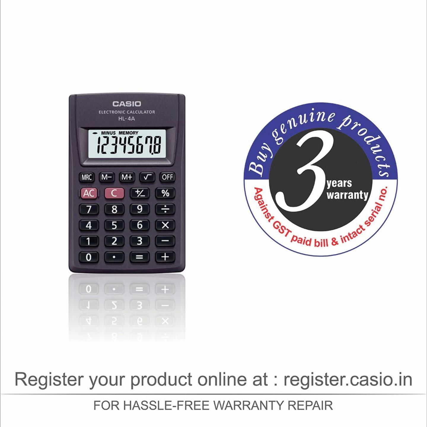 Casio HL-4A Portable Calculator, Extra Small Size