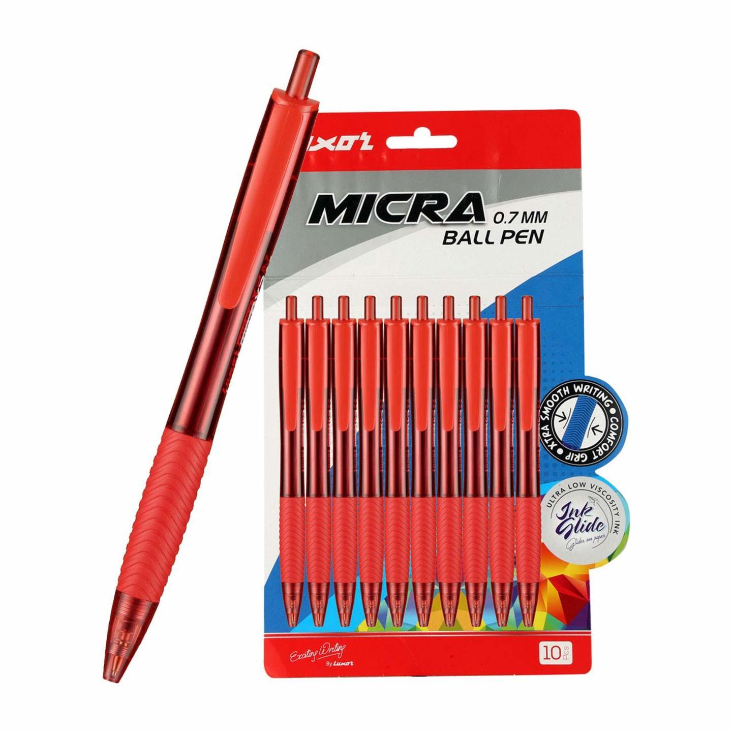 Luxor Micra Ball Pen Red 10s Box