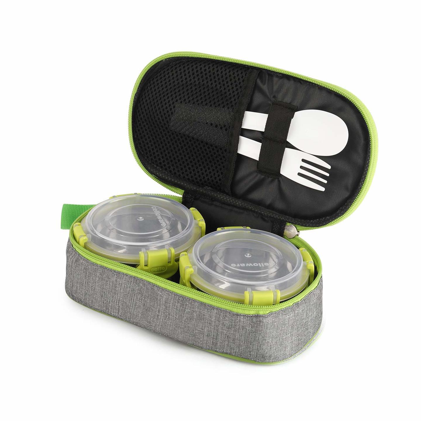 Cello Maxfresh Estella Stainless Steel Lunch Box, 2 Pcs Green, 300ml