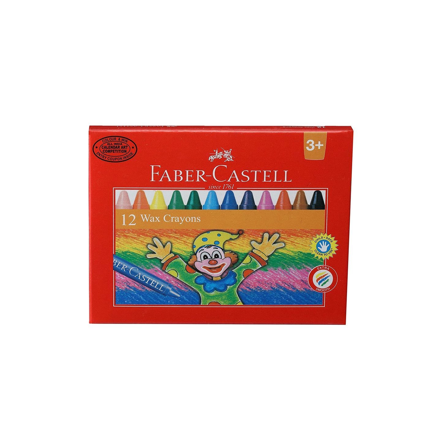 Faber-Castell Wax Crayon Set - 75mm, Pack of 12 Assorted