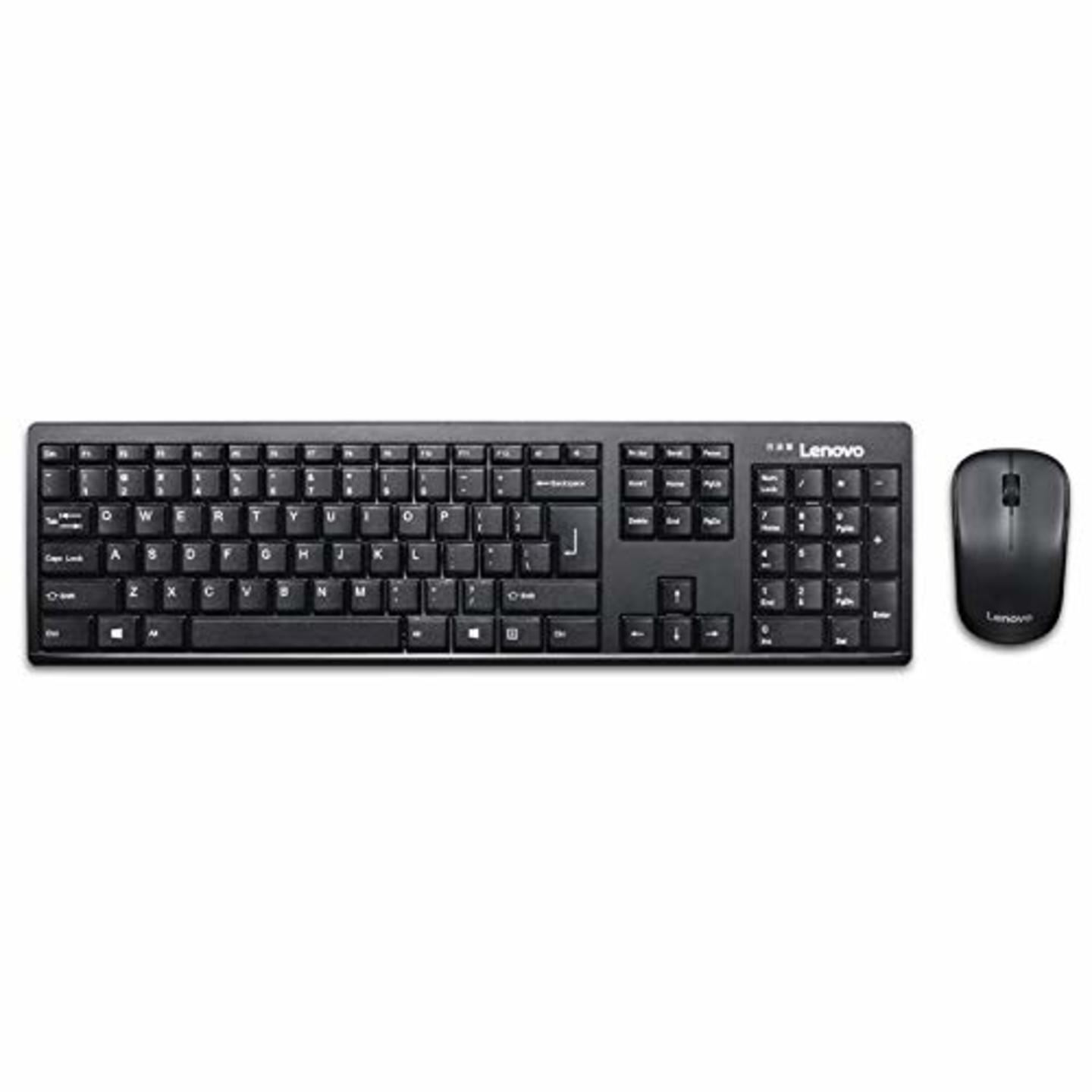 Lenovo 100 Wireless Keyboard & Mouse Combo, Ambidextrous 1000 DPI Mouse Optical Sensor, upto 3M clicks, Ultra slim water resistant keyboard, 2.4 GHz Wireless Nano USB, upto 1yr battery life GX30L66303