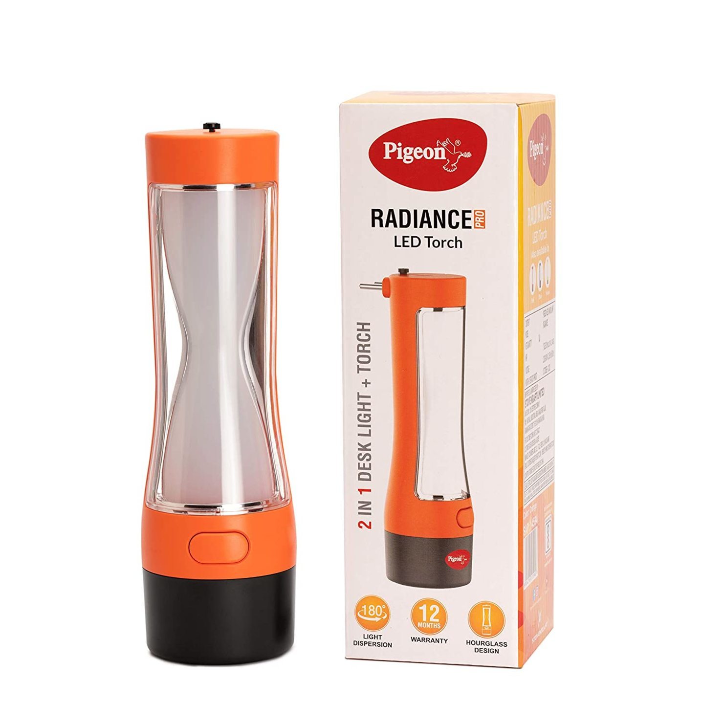 Pigeon by Stovekraft Radiance Pro Desk + Torch Emergency Lamp with 1200mAH Battery Orange