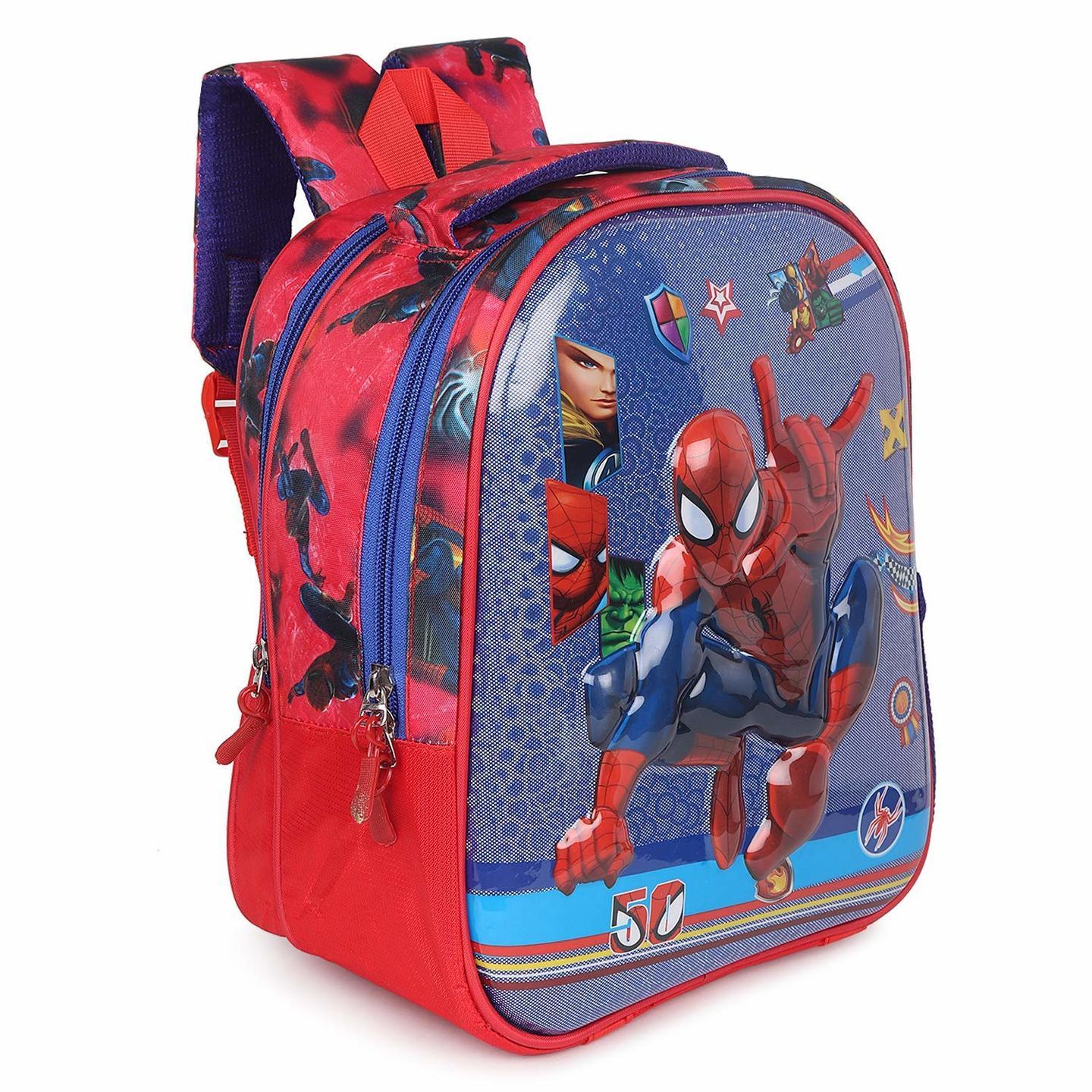 3D Character embossed Spiderman school bag Multicolor