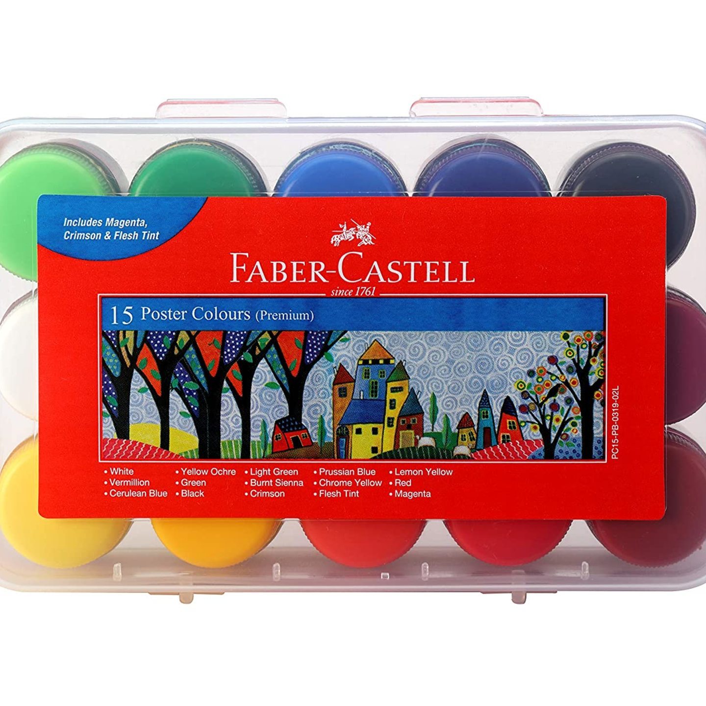 Faber-Castell Poster Color Plastic Box - Pack of 15 Assorted