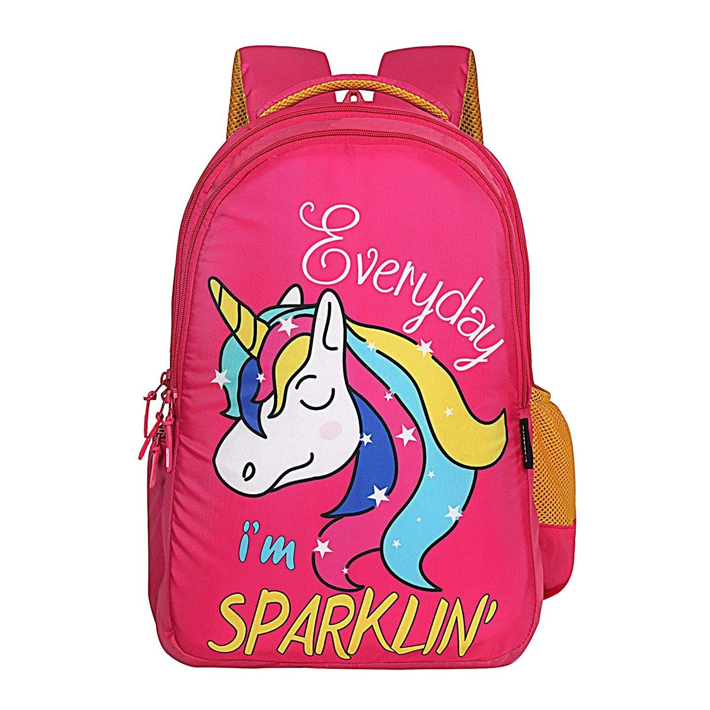 Priority Unicorn Pink & Yellow 40 litres Polyester College Bag  School Backpack for Girls Go Getters 059-B