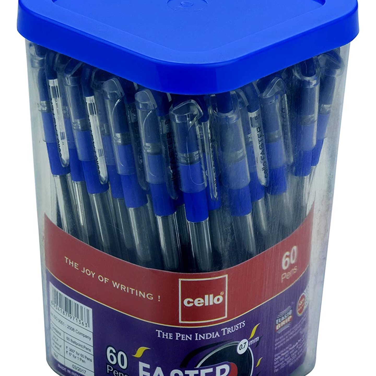 Cello Faster Grip Ball Pen Set - Pack of 60 Assorted