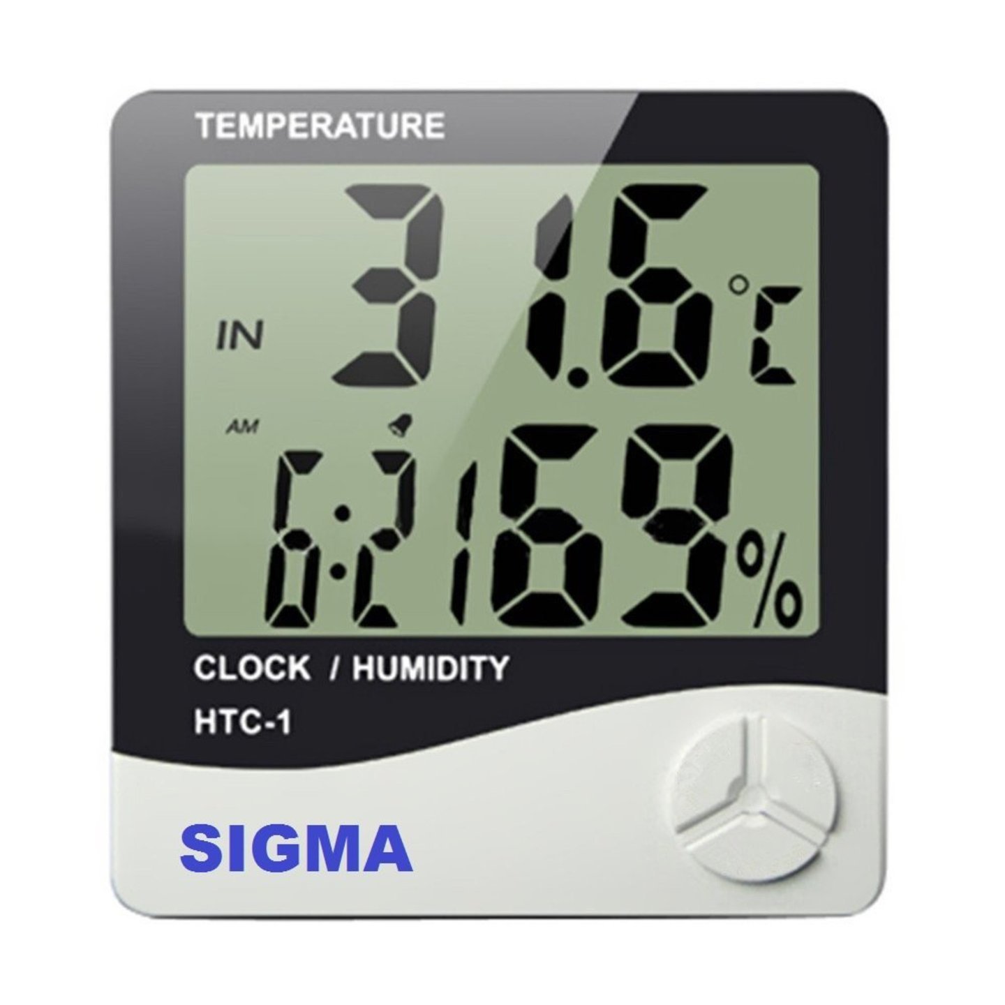 Digital Temperature Humidity Time Display Meter with Alarm Clock, Wall Mount or Table Top, with inbuilt sensor