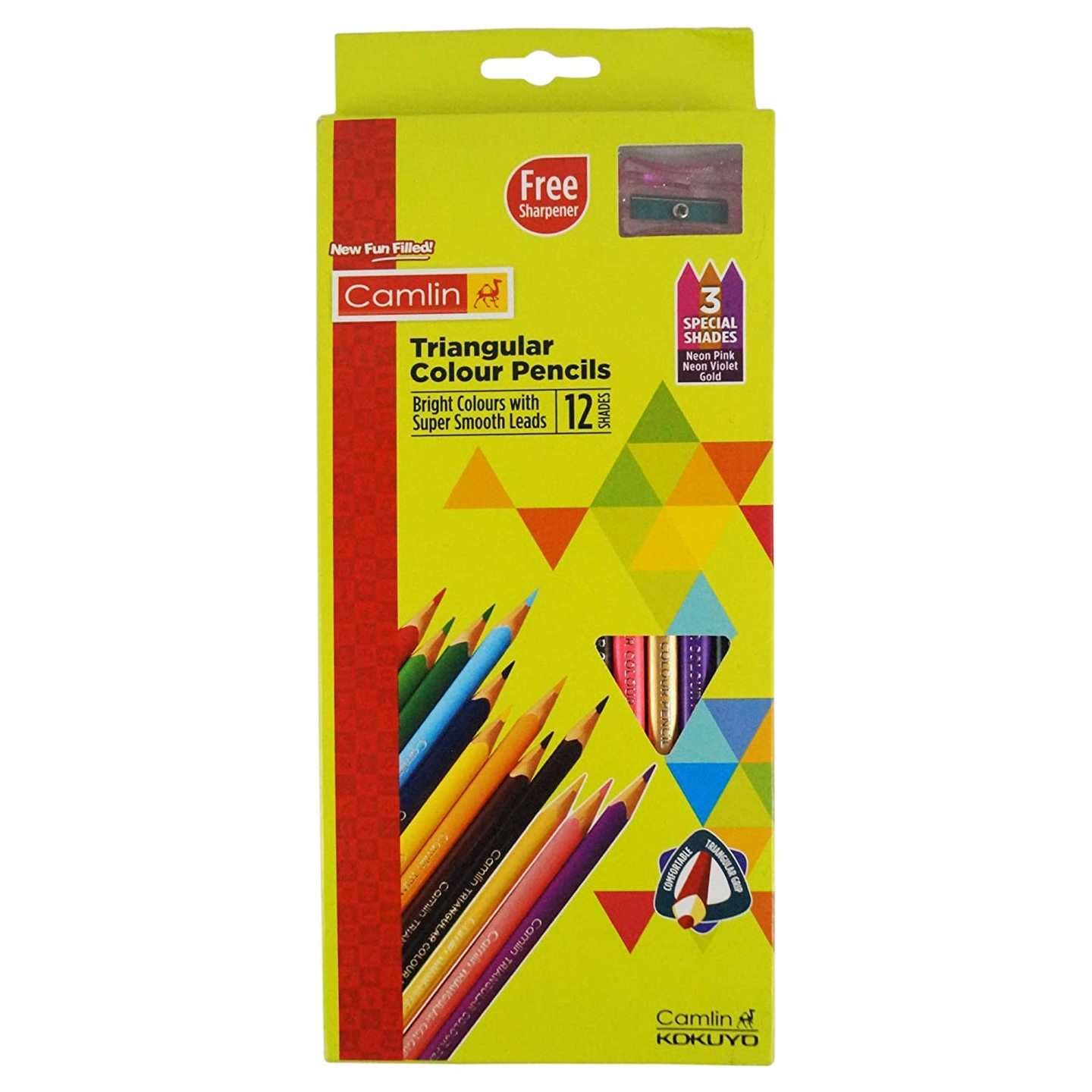 Camlin Triangular Colour Pencils - 12 Shades