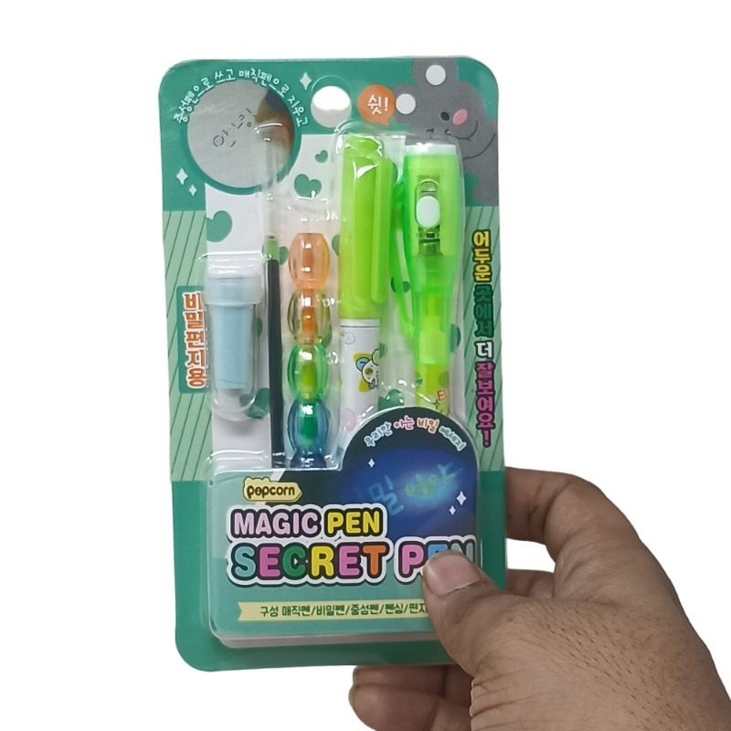 3 in 1 Set with Invisible Pen, Multi Crayon Pencil and Pen