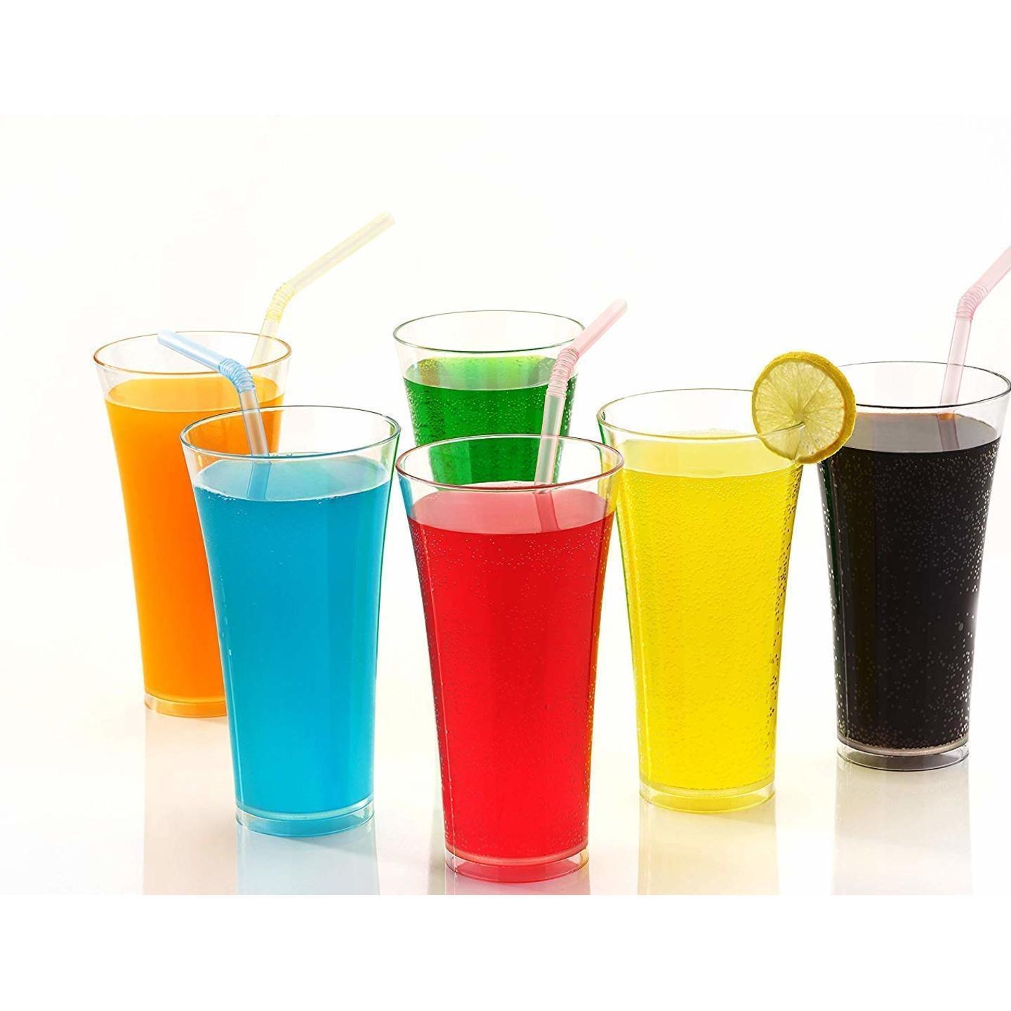 Plastic Glasses - Set of 6, Off-White, White, 300Ml