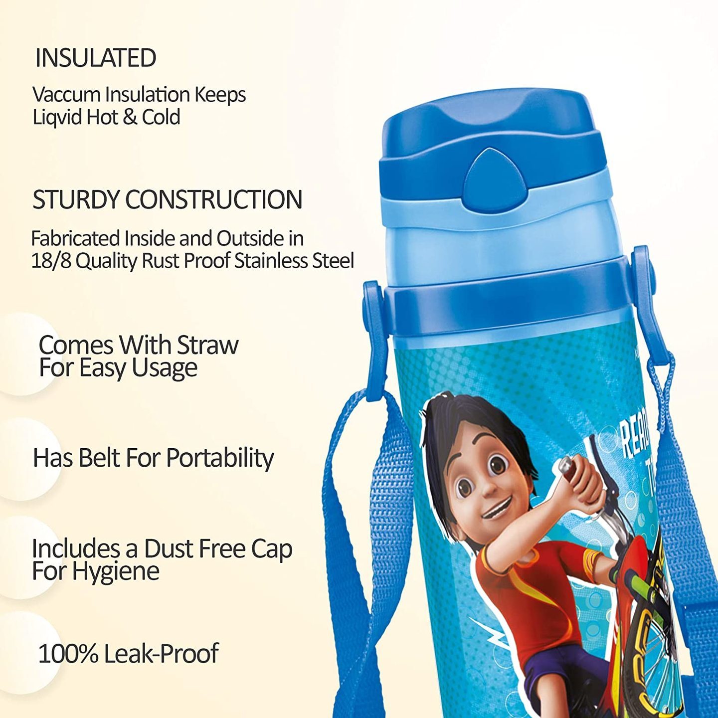 Milton Campy 650 Shiva Stainless Steel Insulated Water Bottle, 410 ml, Blue