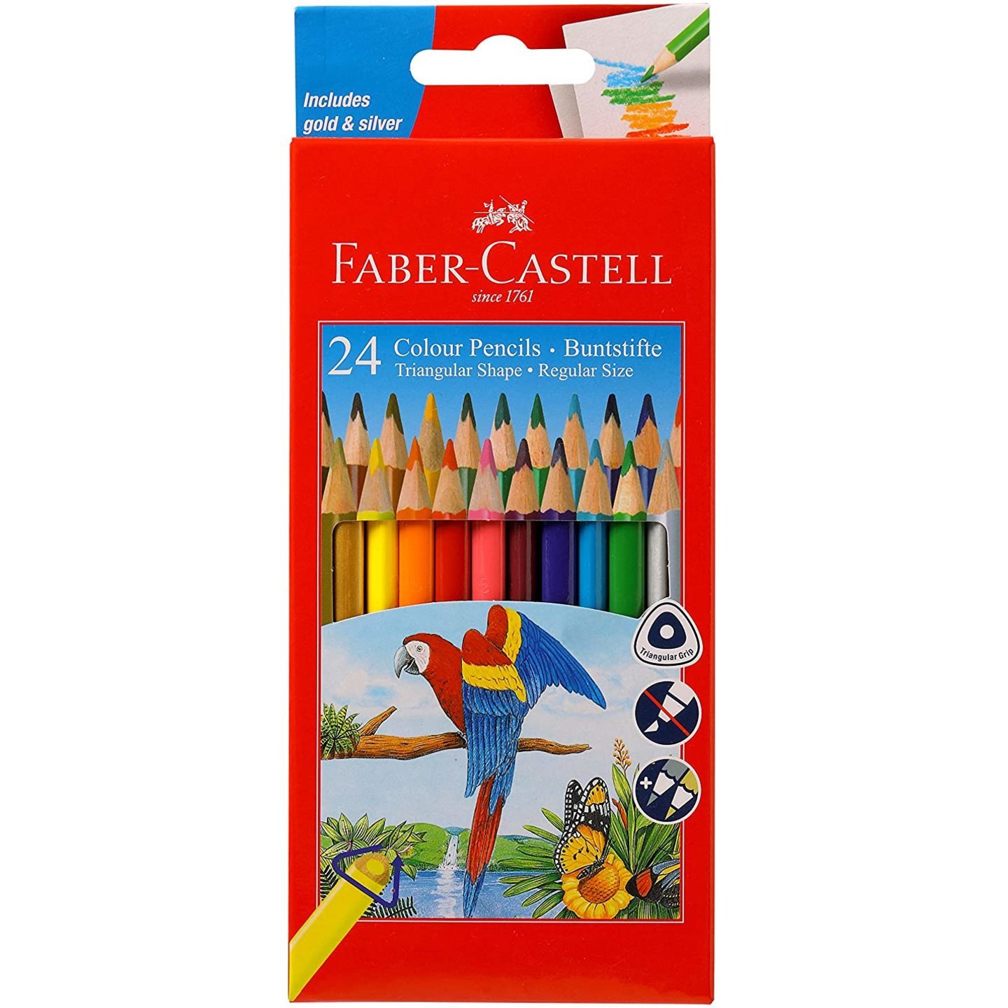 Faber-Castell Triangular Colour Pencils - Pack of 24 Assorted