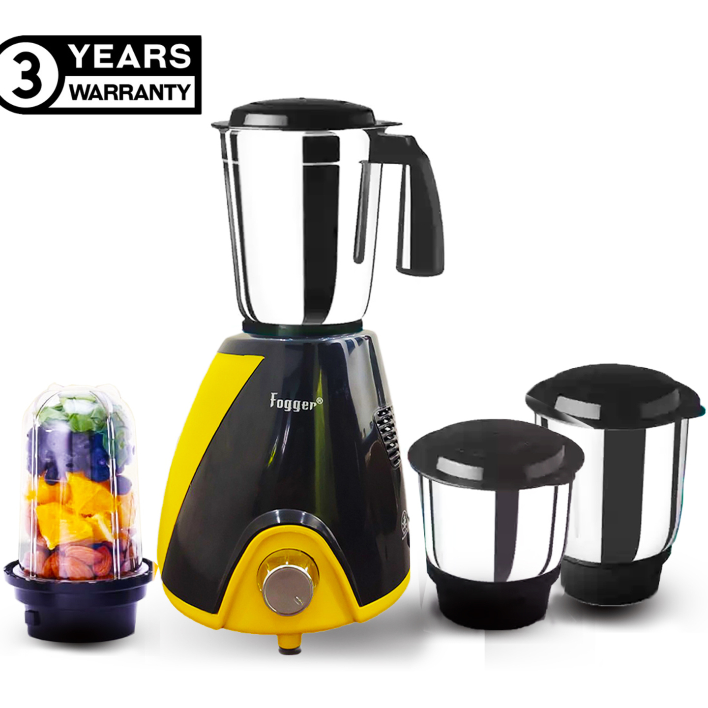Fogger yellow Grinder With 4 Jar Grinder Set 700 Juicer Mixer Grinder