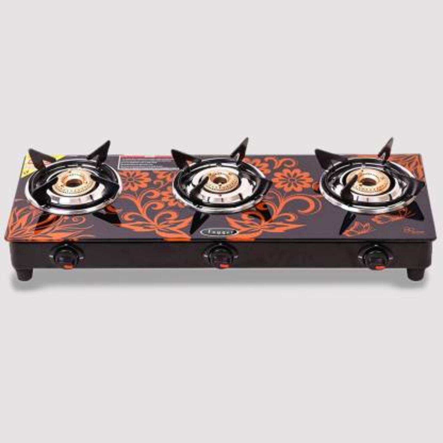 Fogger Designer Orange Stainless Steel, Glass Automatic Gas Stove  (3 Burners)