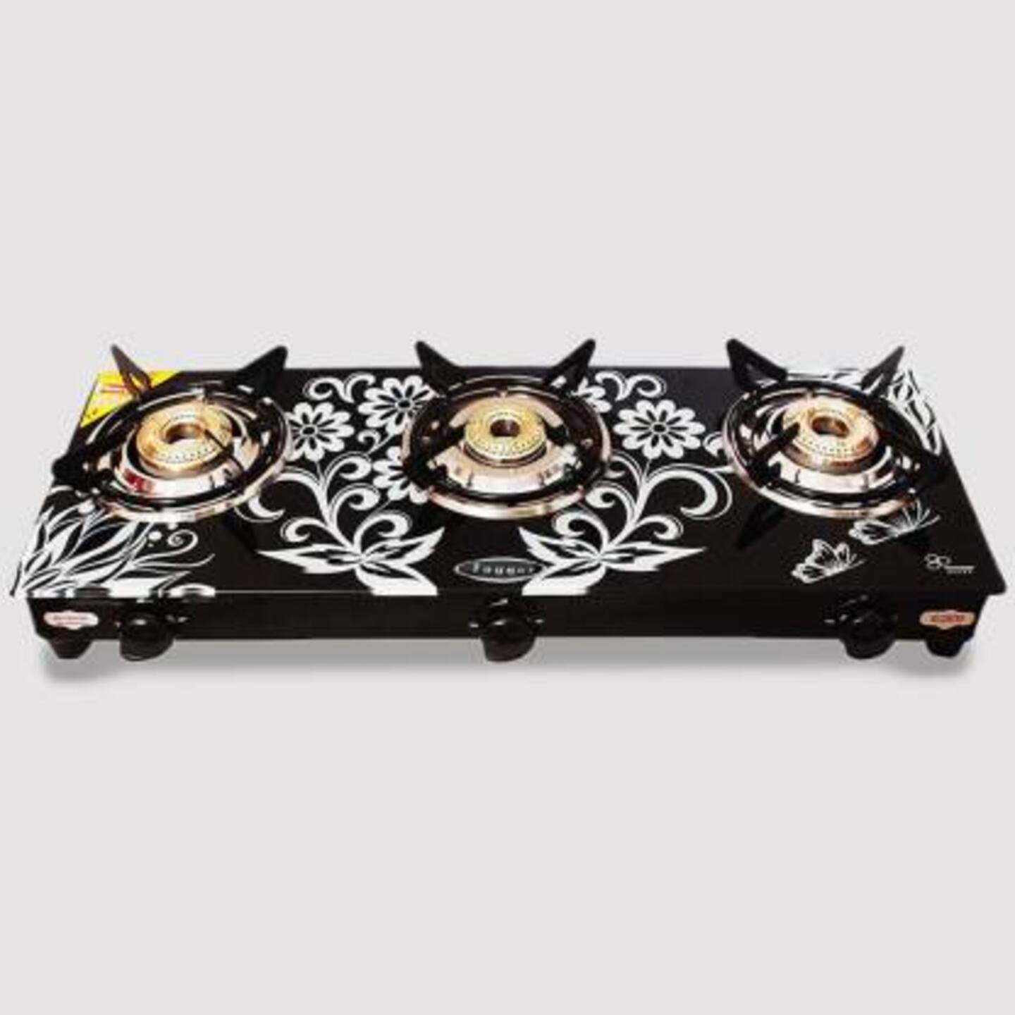  Fogger Designer White Stainless Steel, Glass Automatic Gas Stove  (3 Burners)