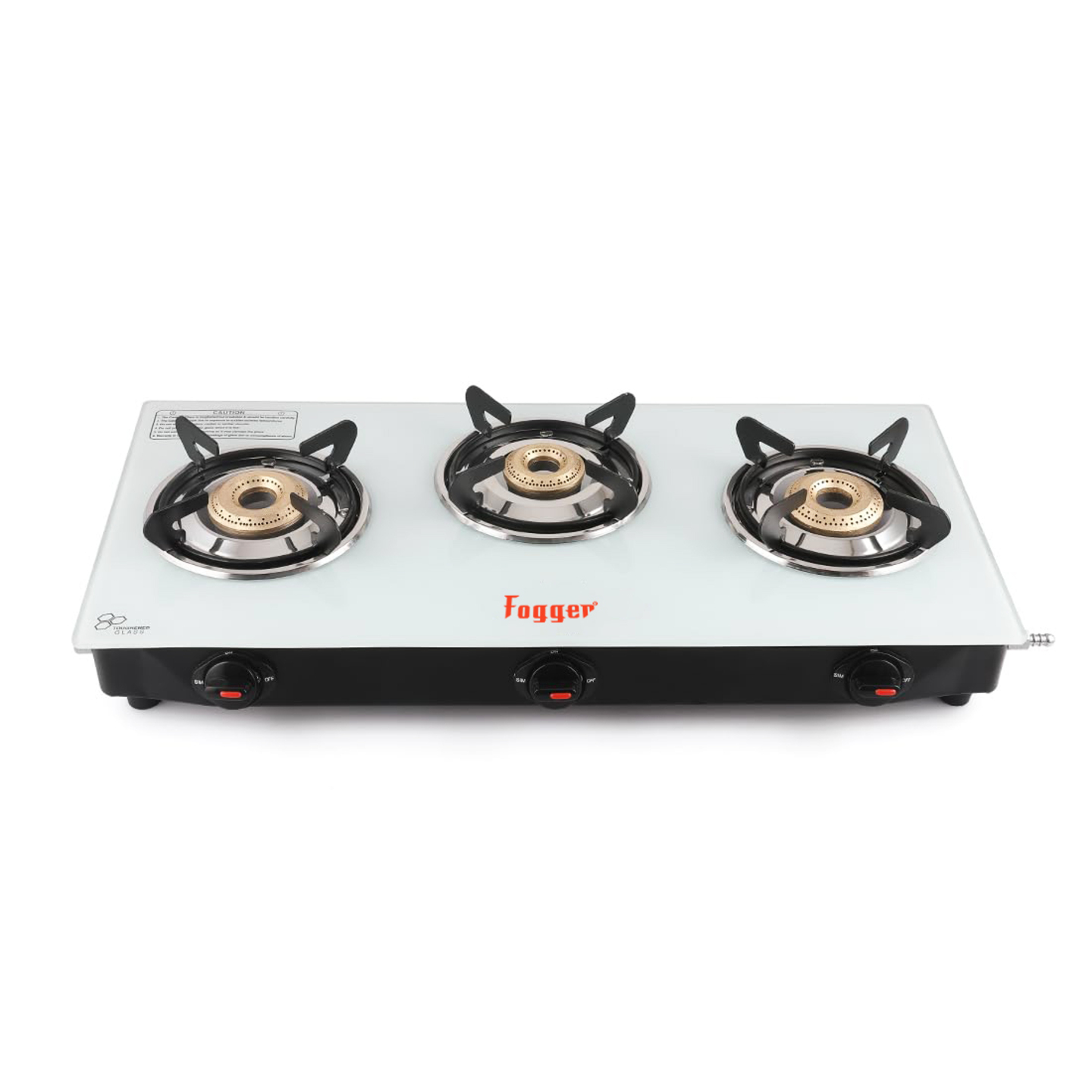 Fogger white automatic 3 burner gas stove