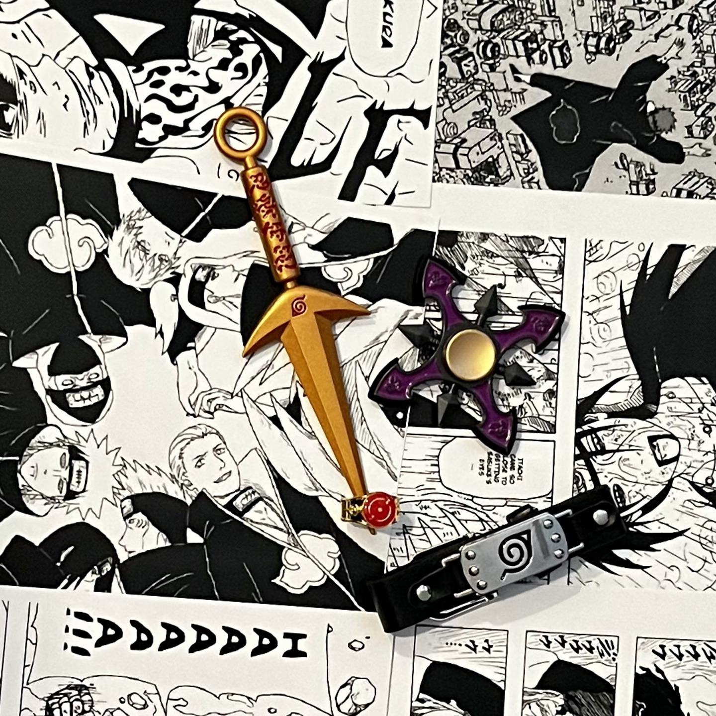 Namikaze Minato Kunai with Leaf village hand bracelet  and Ring 