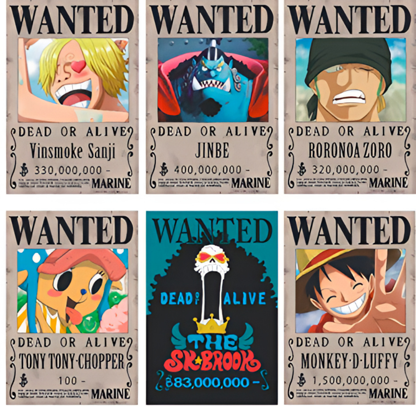 Set of 24 One Piece Wanted Posters 