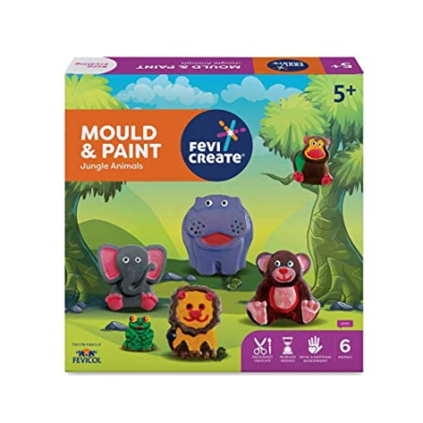 DIY Mould and Paint Jungle Animals Craft Kit Educational Kit for Kids for 5 Year and Above