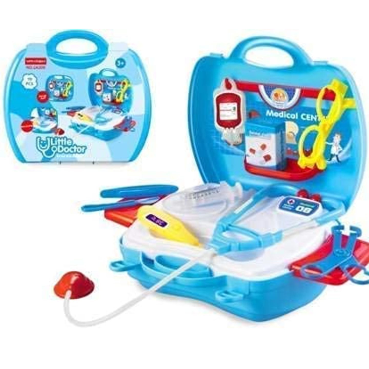 Plastic Doctor Play Sets, Dream Doctor Set19 pcs,Little Medical Briefcase Pretend Play Doctor Accessories Clinic Set Toy Kit with Stethoscope and Carry Along Suitcase for Kids Girls and Boys
