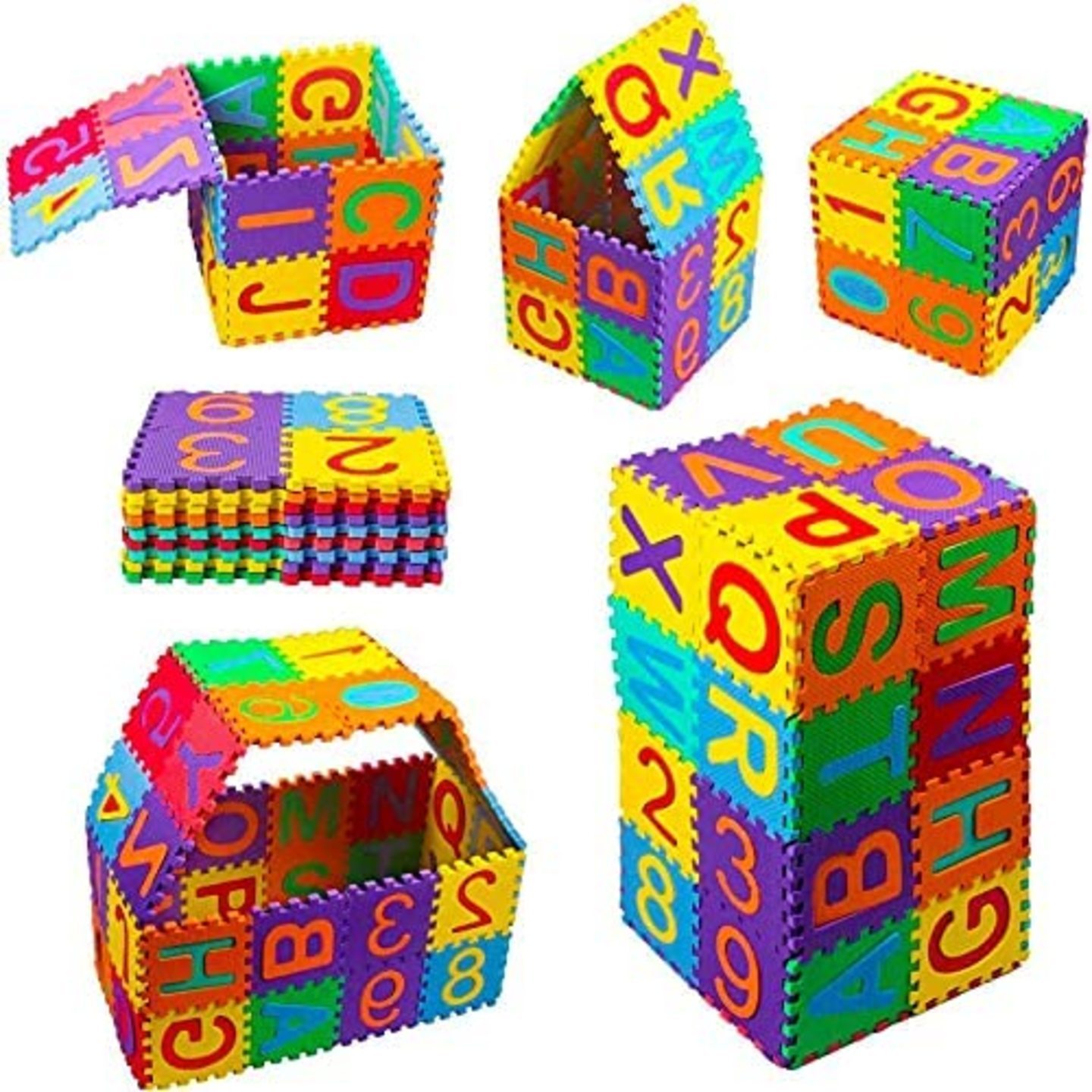 ToysVilla 36 Pieces Mini ABCD Alphabet Blocks Puzzle Foam Mat for Kids, Interlocking Learning Alphabet and Number Mat for Kids