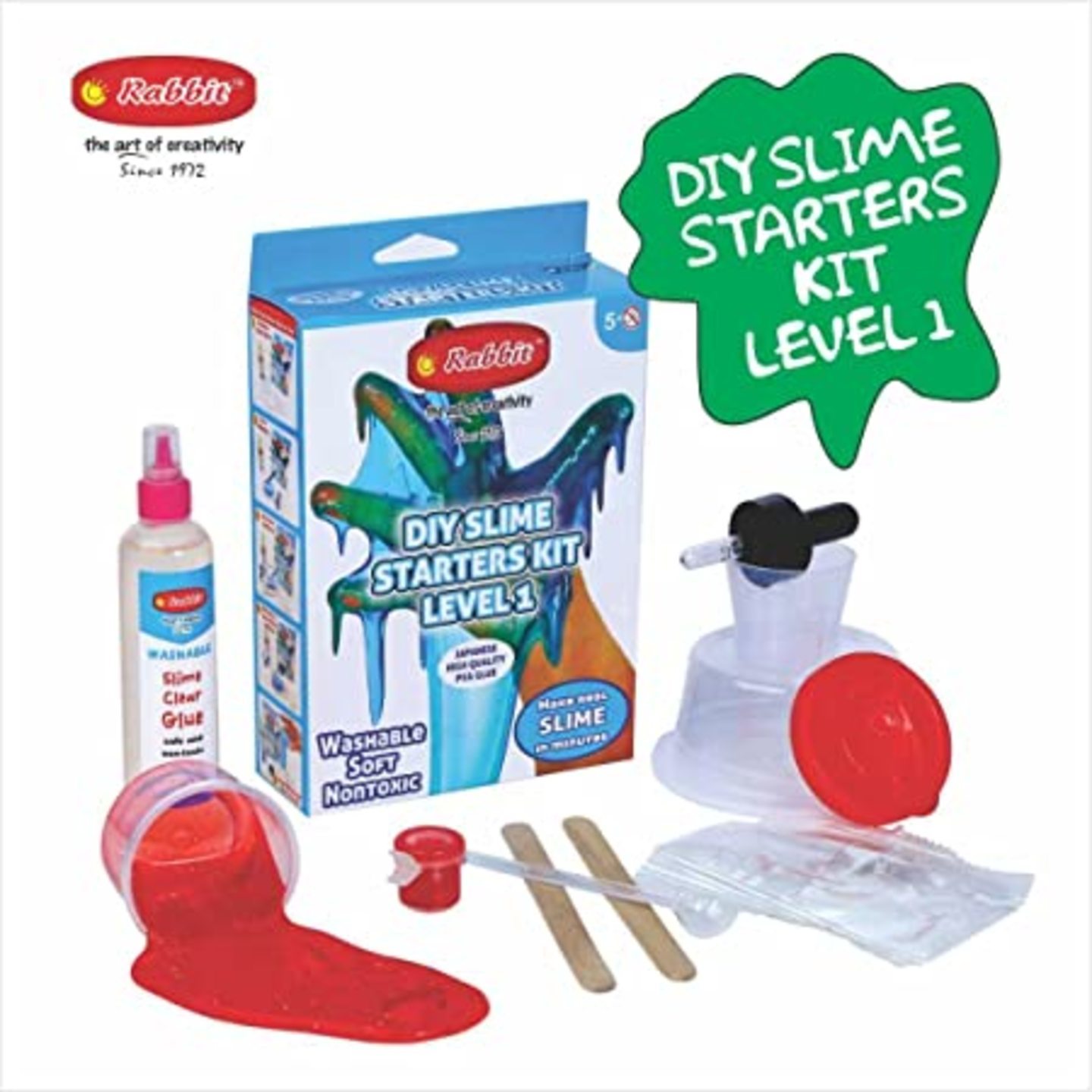 DIY Starters Slime Kit Level 1 + Level 3 Multicolor Slimy Fluffy Putty Gelly Toy Making kit Set Glue Slime activator Glitter mettallic neon Combo Non Toxic for Kids Girls Boys Ideal Age 3+