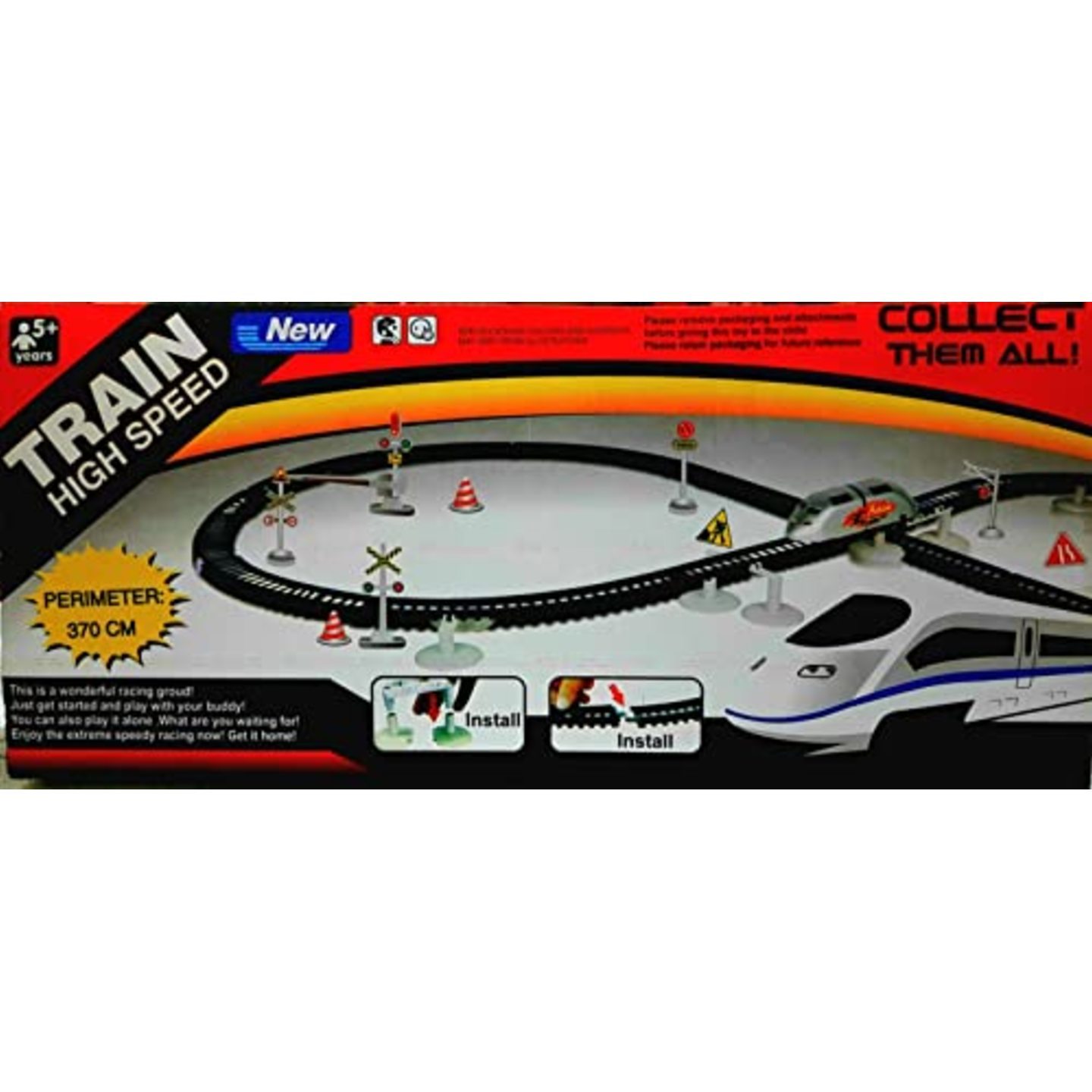 High Speed Train With Track Length 370 CM Silver, Pack of 1