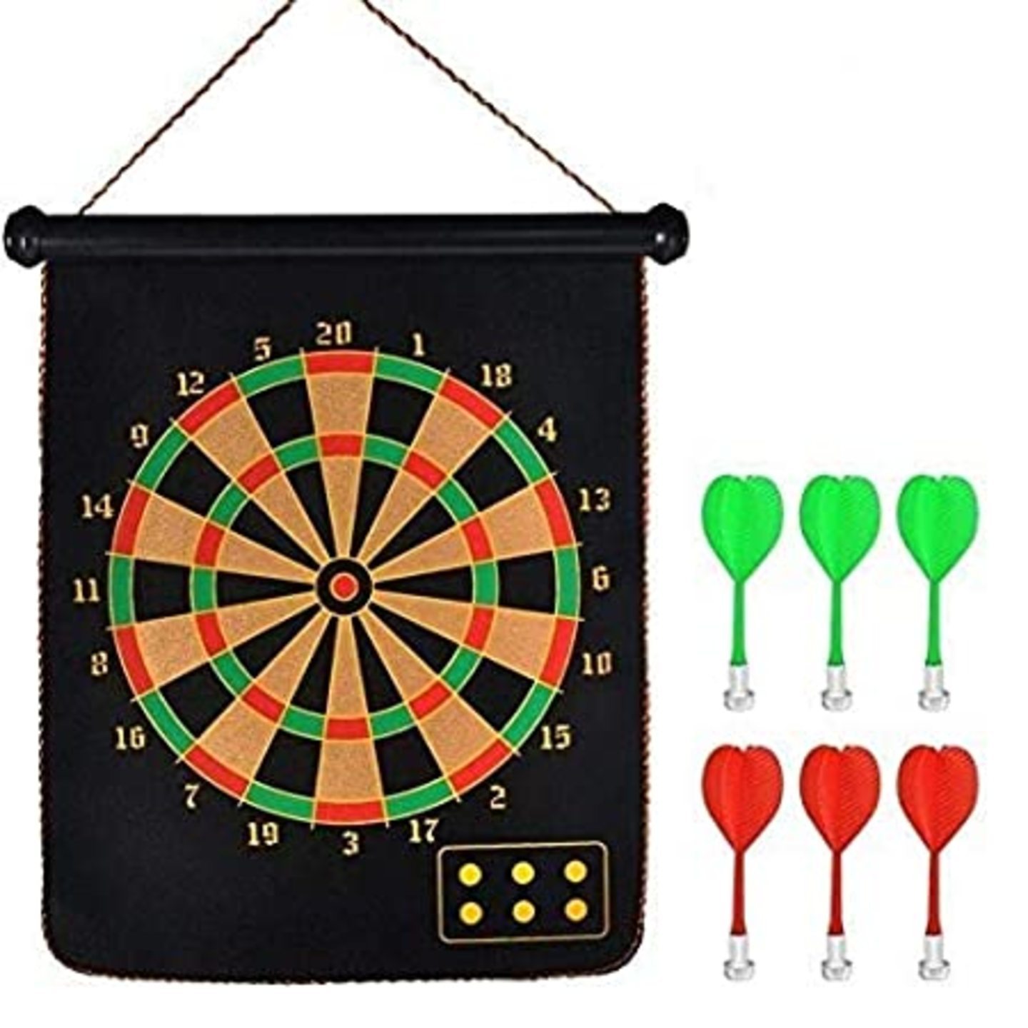 Magnetic Velvet Plastic Steel Magnet Reversible Dart Board Two-Sides with 4 Dart Board Game