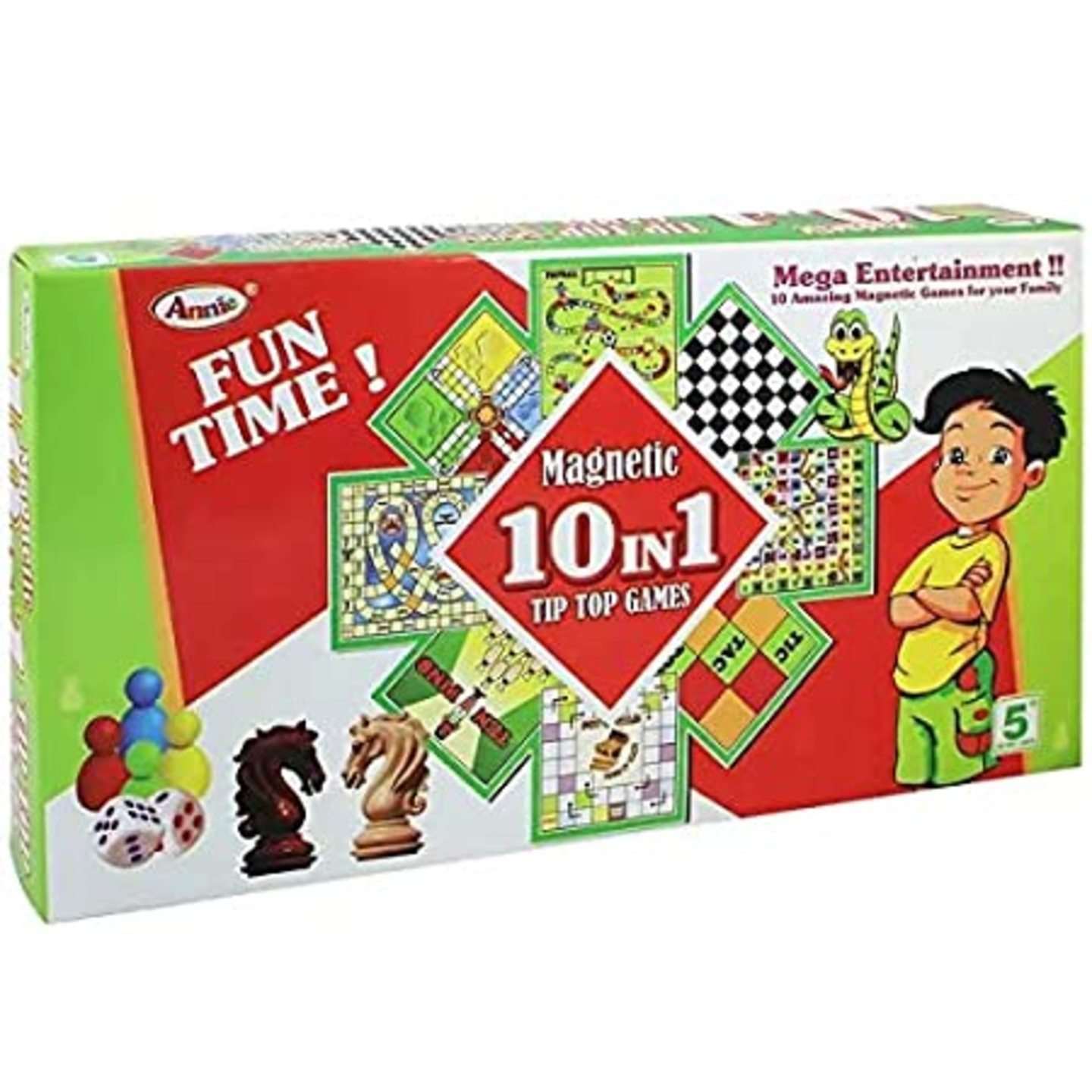 Fun time Magnetic 10 in 1 family Board Games for adults and kids- Educational, picnic & party game Travel Friendly and Clever Category fun Games Including Chess, Ludo, tic tac toe, Snake & Ladders, ten pins, pot of gold, football etc