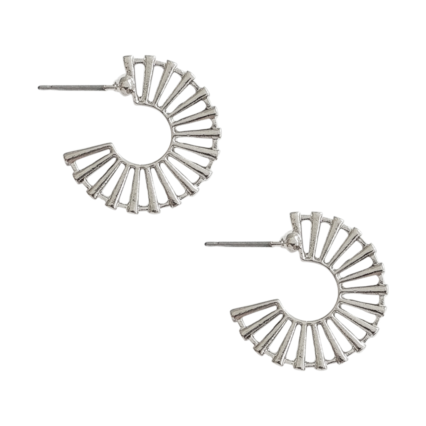 Fransen Sunray Hoops in Silver