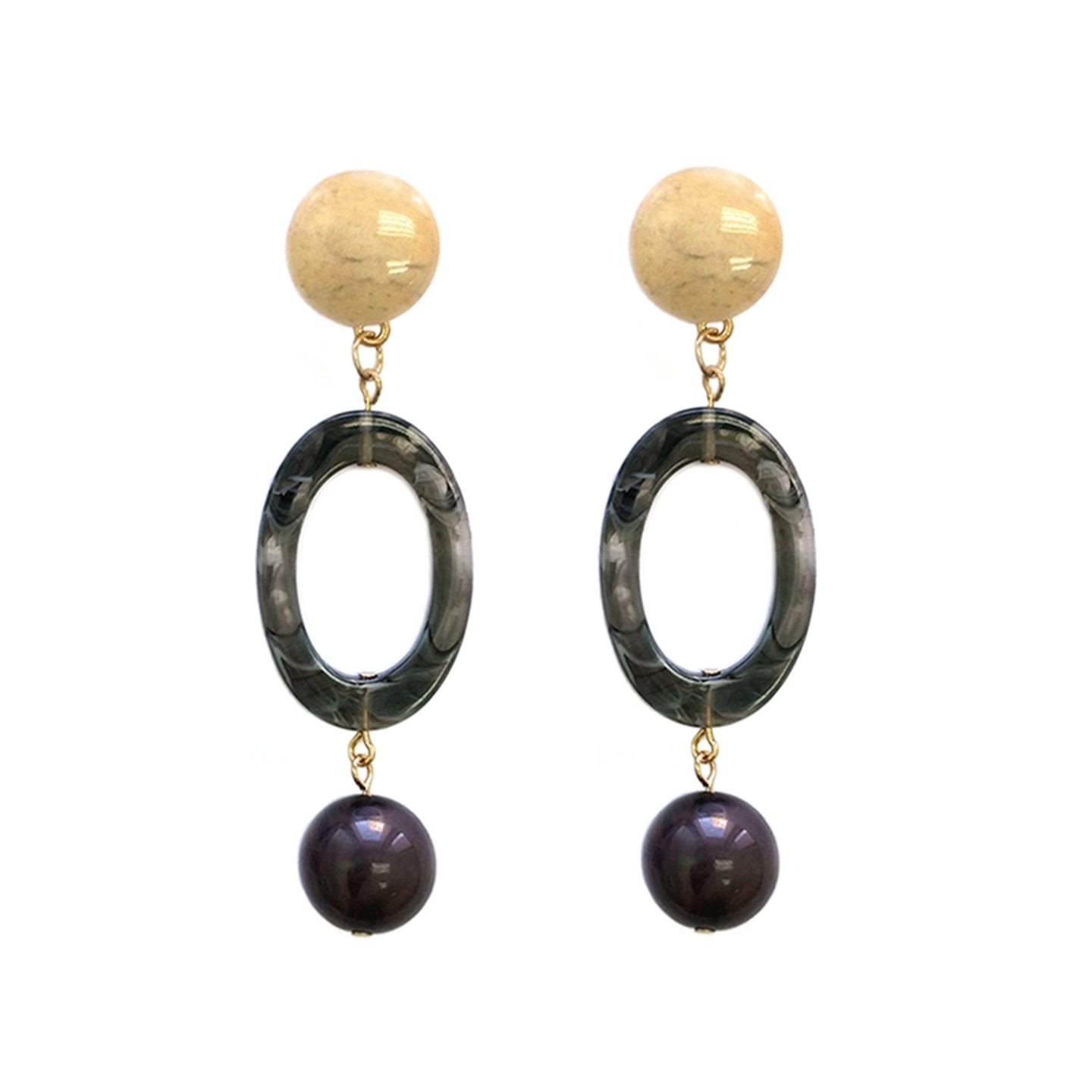 Taegen Bead Drop Earrings in Grey